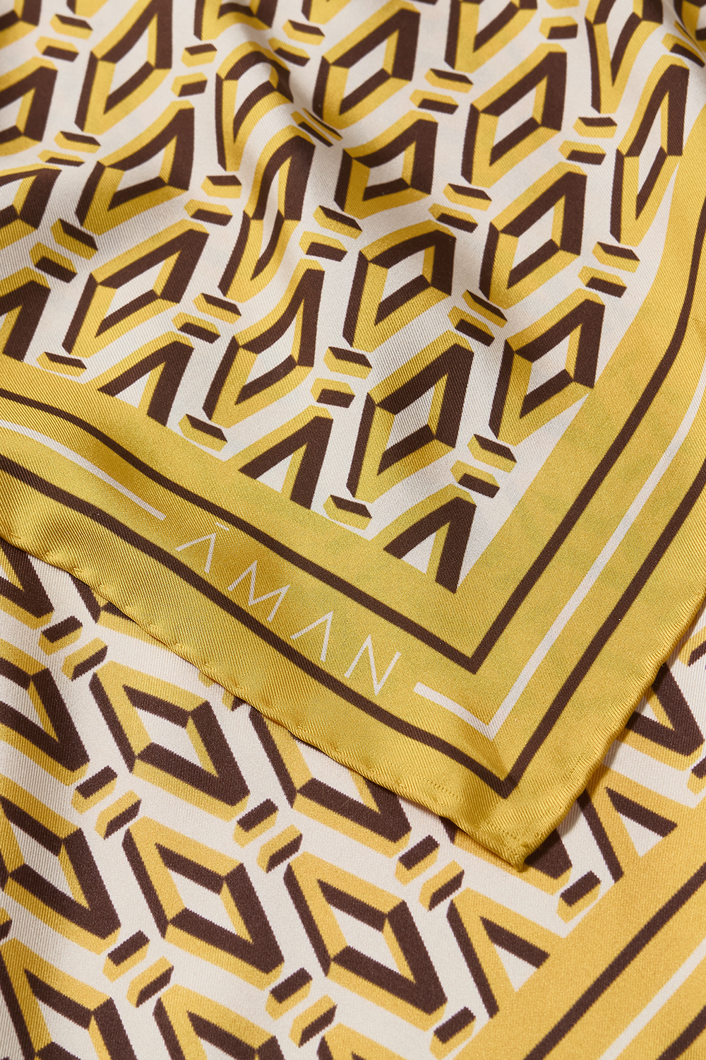 Designer Pure Silk Yellow Foulard Scarves - Aman Essentials