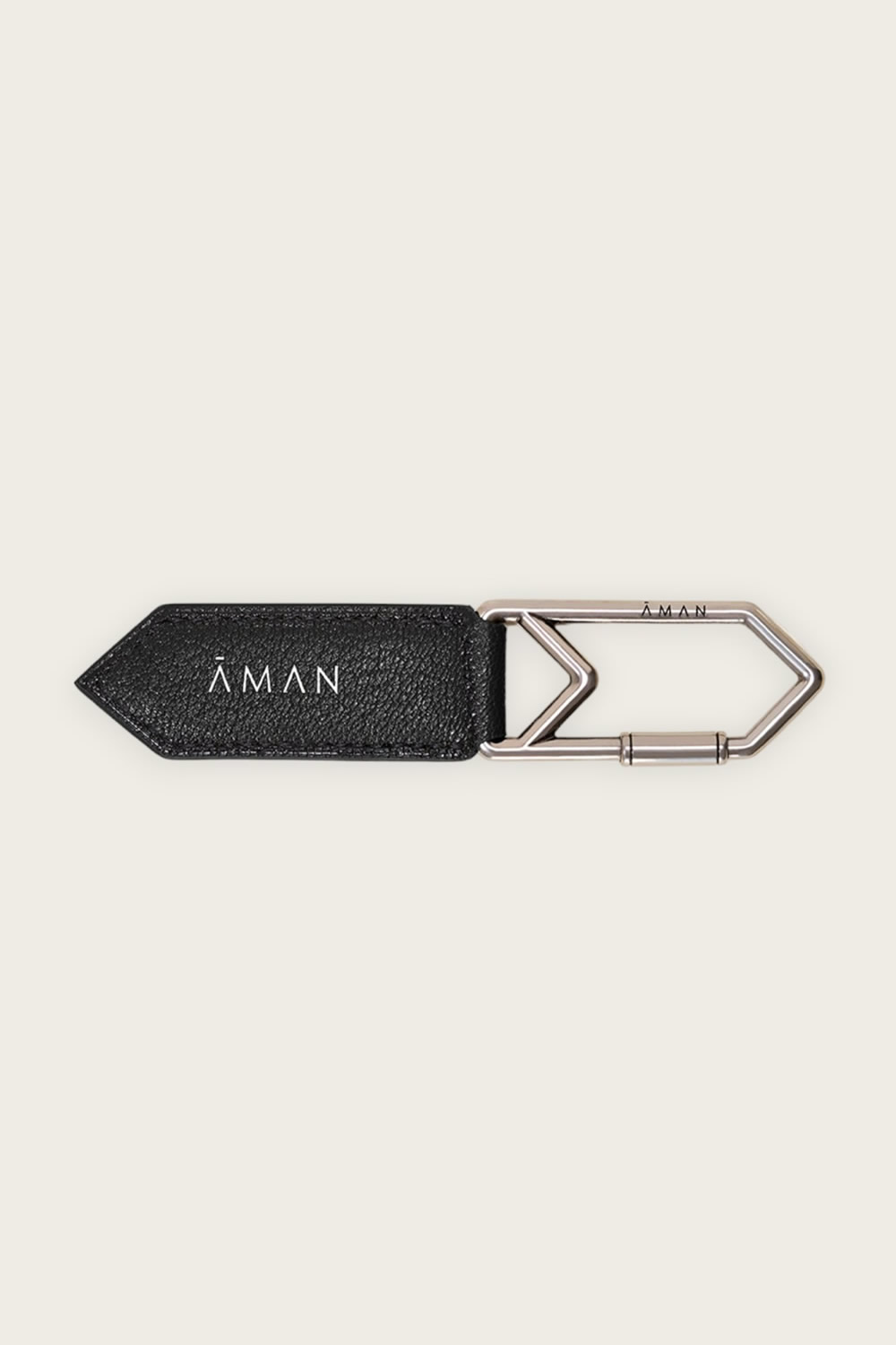 Luxury Leather Keyring - Black - Aman Essentials