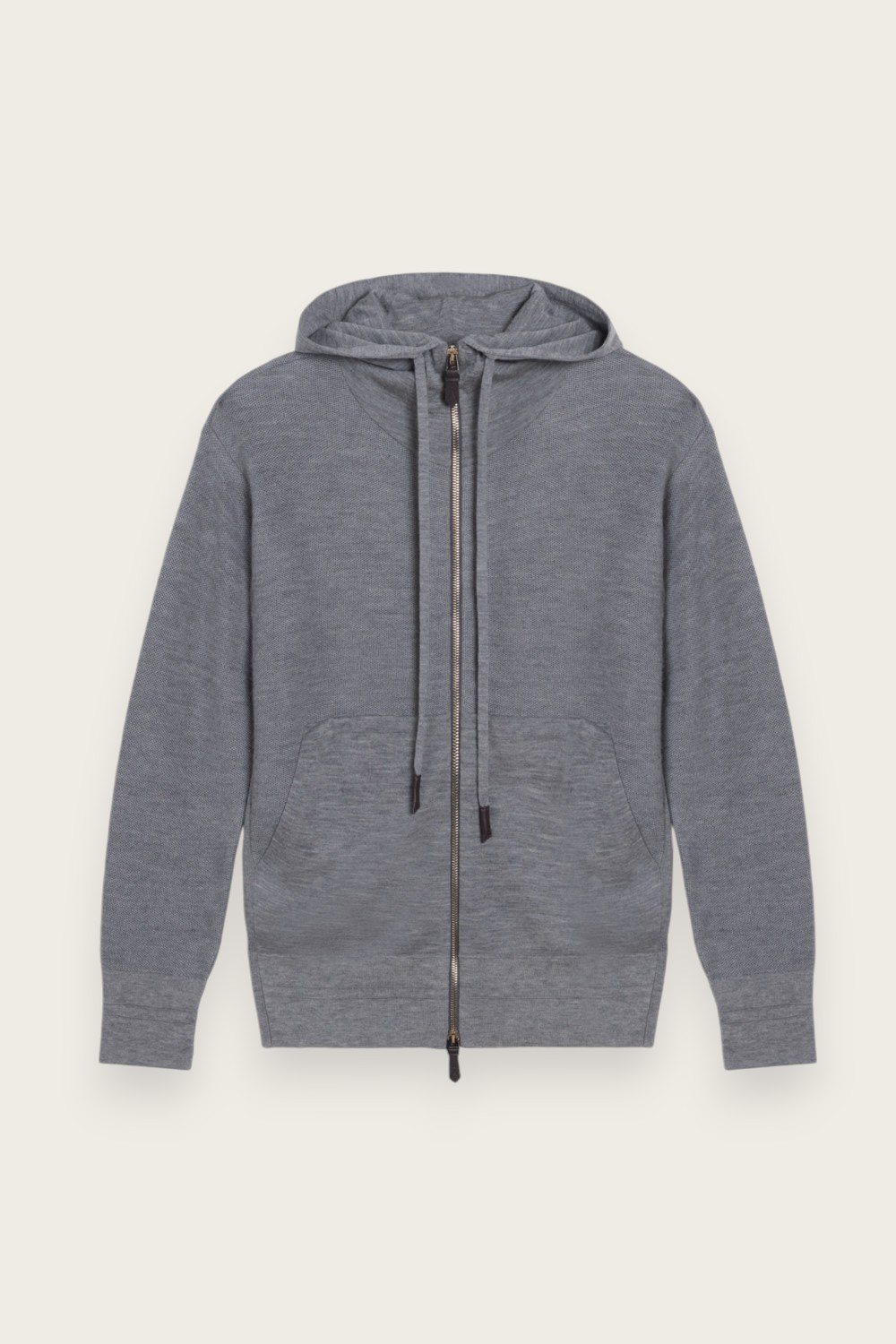 Light Grey Cashmere Knitted Zip Hoodie - Aman Essentials
