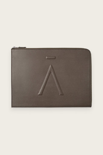 Leather Document Folio - File Holder - Aman Grey - Aman Essentials