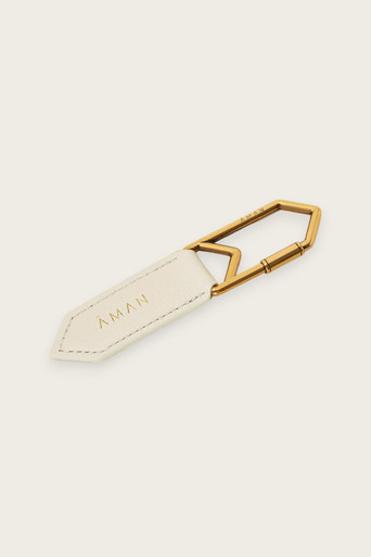 Luxury Leather Keyring - White Sand - Aman Essentials