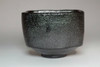 Kuro raku chawan Mukiguri / Black Japanese matcha tea bowl by Shoraku #3178