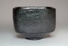 Kuro raku chawan Mukiguri / Black Japanese matcha tea bowl by Shoraku #3178