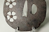 Sakura Sukashi Tsuba - Iron samujrai sword guard from Japan #3473