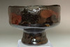 12th Raku - konyu (1857-1932) Antique kuro-raku Bajo-hai tea bowl #4044