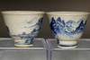 Aoki Mokubei (1767-1833) set of 2 antique blue and white cups #4425