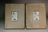Ogata Kenzan (1663-1743) Set of  2 antique Hyakunin-Isshu karuta plates #4426