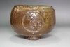 Antique three-leaf hollyhock crest marked pottery bowl #4925