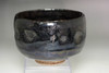 Raku 12th Konyu (1857-1932) Antique KURO RAKU pottery teabowl #5327
