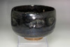 Raku 12th Konyu (1857-1932) Antique KURO RAKU pottery teabowl #5327
