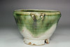 Japanese Oribe Katakuchi Tea Bowl Green Glaze Chawan #5457