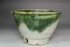 Japanese Oribe Katakuchi Tea Bowl Green Glaze Chawan #5457