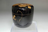 Antique Japanese Black Lacquer Natsume Tea Caddy with Gourd Design #5504
