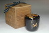 Antique Japanese Black Lacquer Natsume Tea Caddy with Gourd Design #5504