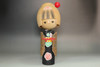 Japanese Kokeshi Doll with Bobbed Hair and Red Accent #5505