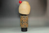 Japanese Kokeshi Doll with Bobbed Hair and Red Accent #5505