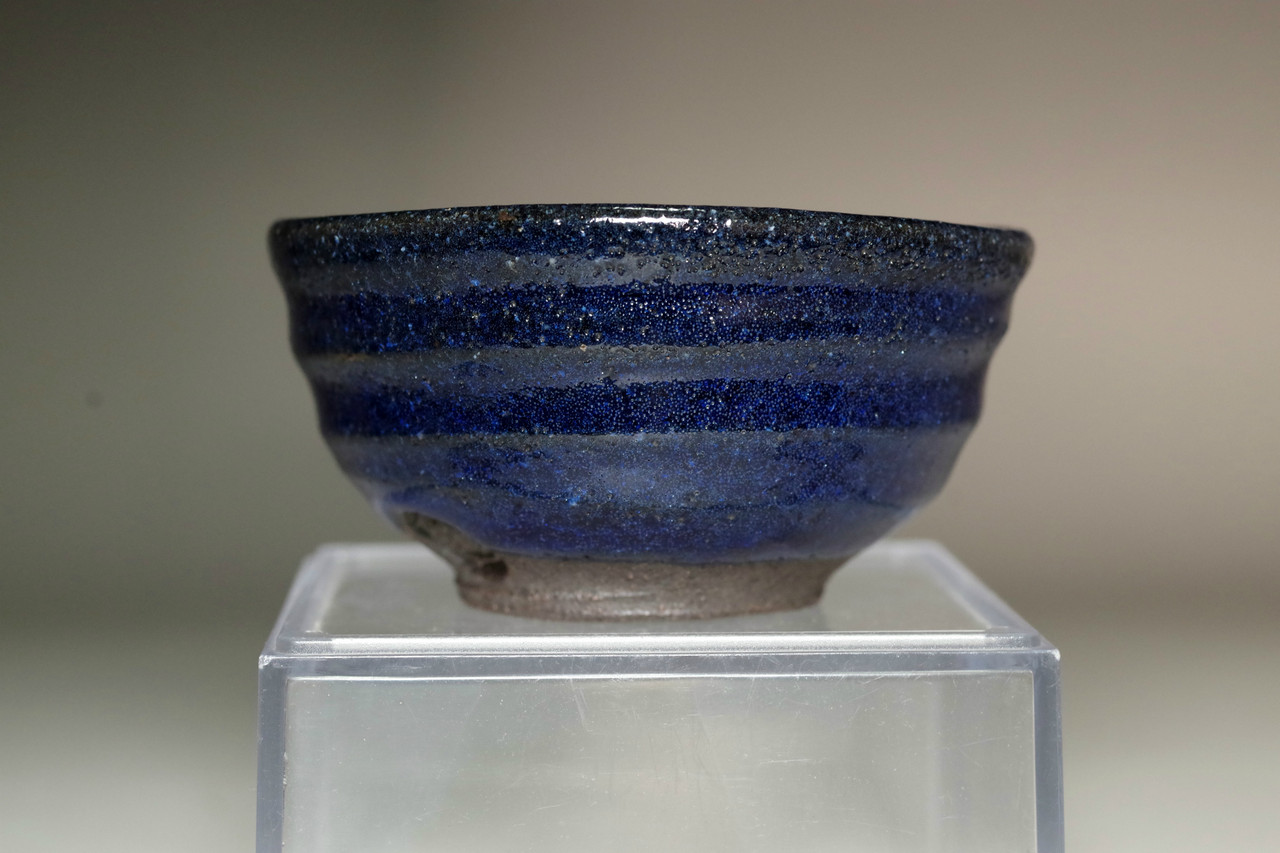 【神坊】ICHI Antiguite's Shimizu Uichi (1916-2004) Vintage blue glazed pottery cup