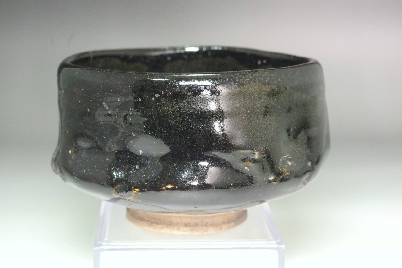 Japan Raku Antique Japanese Black Raku Tea Bowl, attributed to Raku 12th Konyu #5364
