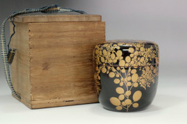 NATSUME Antique Japanese gold lacquered tea caddy #5013
