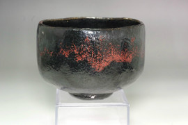 Vintage KURORAKU tea bowl by Ono Kugyo #5279