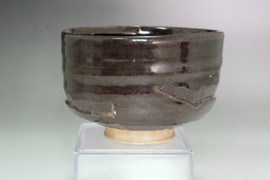 Kato Shuntai (1802-1877) Seto pottery teabowl with glaze effects #5430