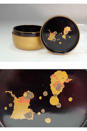 Japanese Antique Gold Lacquer KARAKO Hiranatsume Tea Caddy #5543