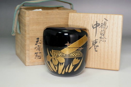 Inai Gyokuho (1876-1930) Antique Gold lacquer MAKIE NATSUME inner silver tea caddy #5576