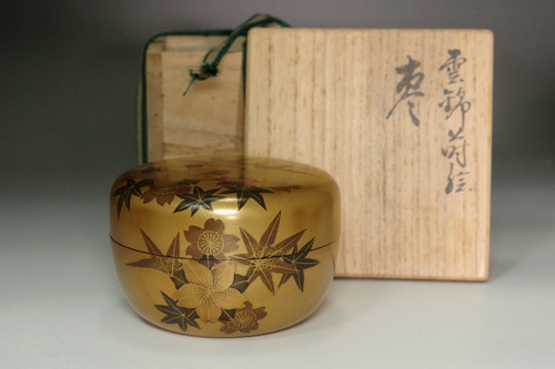 NATSUME Japanese gold lacquered tea caddy #5135