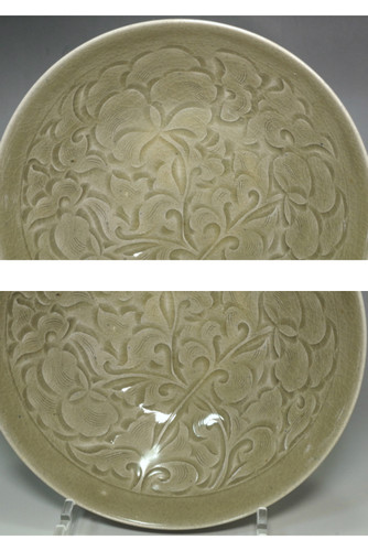 Carved Yaozhou Celadon Bowl with Floral Design, 11–12C #5275