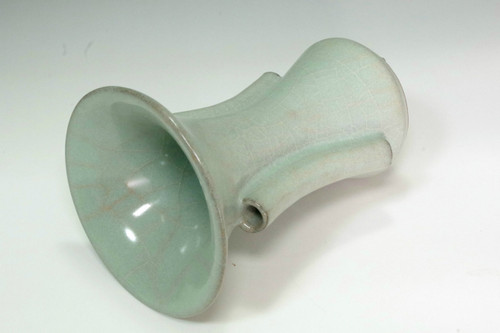 Chinese Qing Dynasty Guan-Type Celadon Bud Vase with Handles, 18–19C #5334