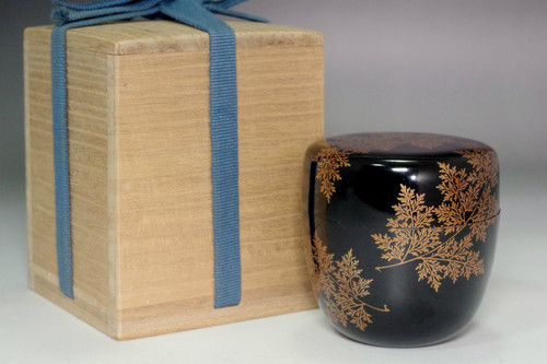 Antique Japanese Makie Lacquer Tea Caddy Shinobugusa #5479