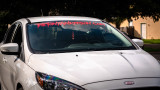 TheTonyAnderson.com The Windshield Banner in Red on Oxford White Ford Focus ST