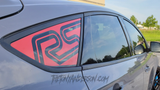 Dark Red Ford Focus RS Quarter Window Decal on Stealth Gray