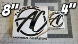 Anonymous Calibrations 8" and 4" Icon Decal comparison