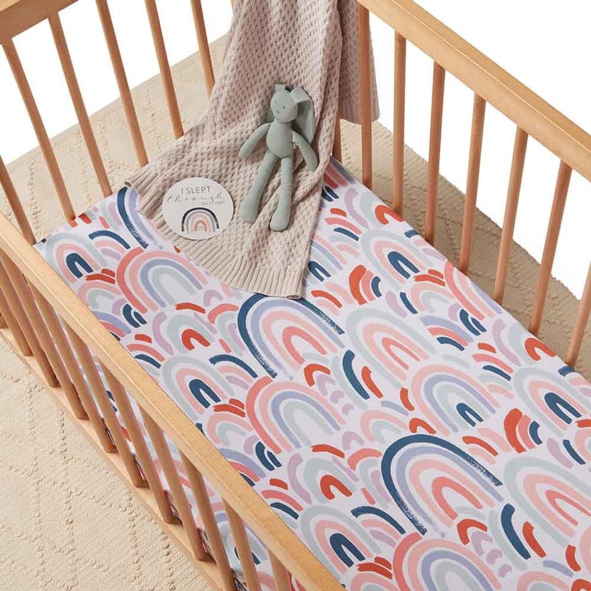 SNUGGLE HUNNY KIDS FITTED COT SHEET -  RAINBOW BABY