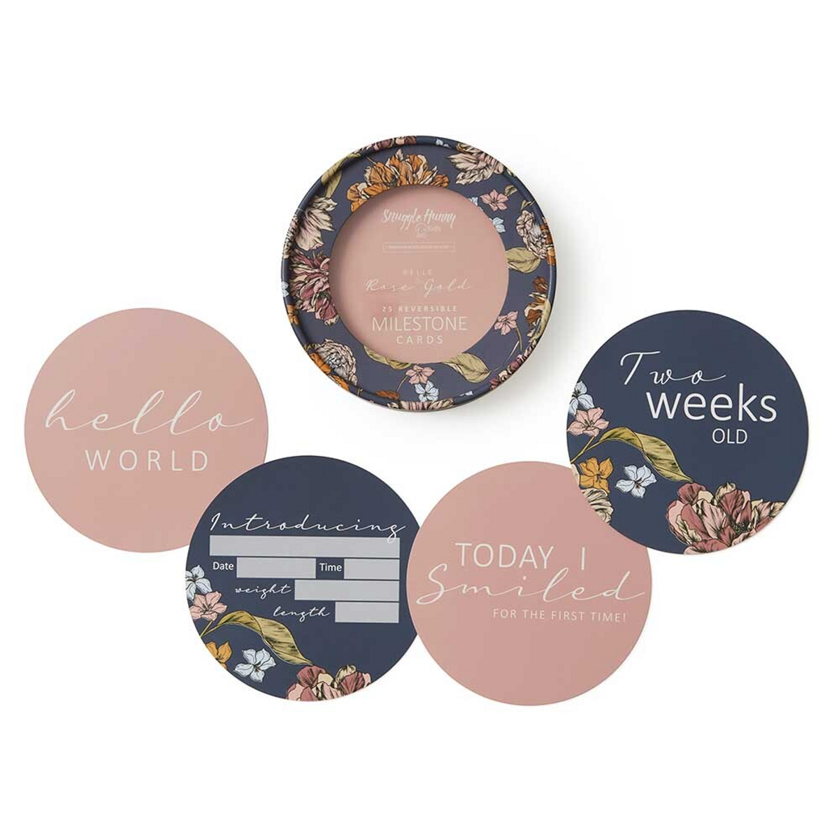 SNUGGLE HUNNY KIDS REVERSIBLE MILESTONE CARDS - BELLE & ROSE GOLD