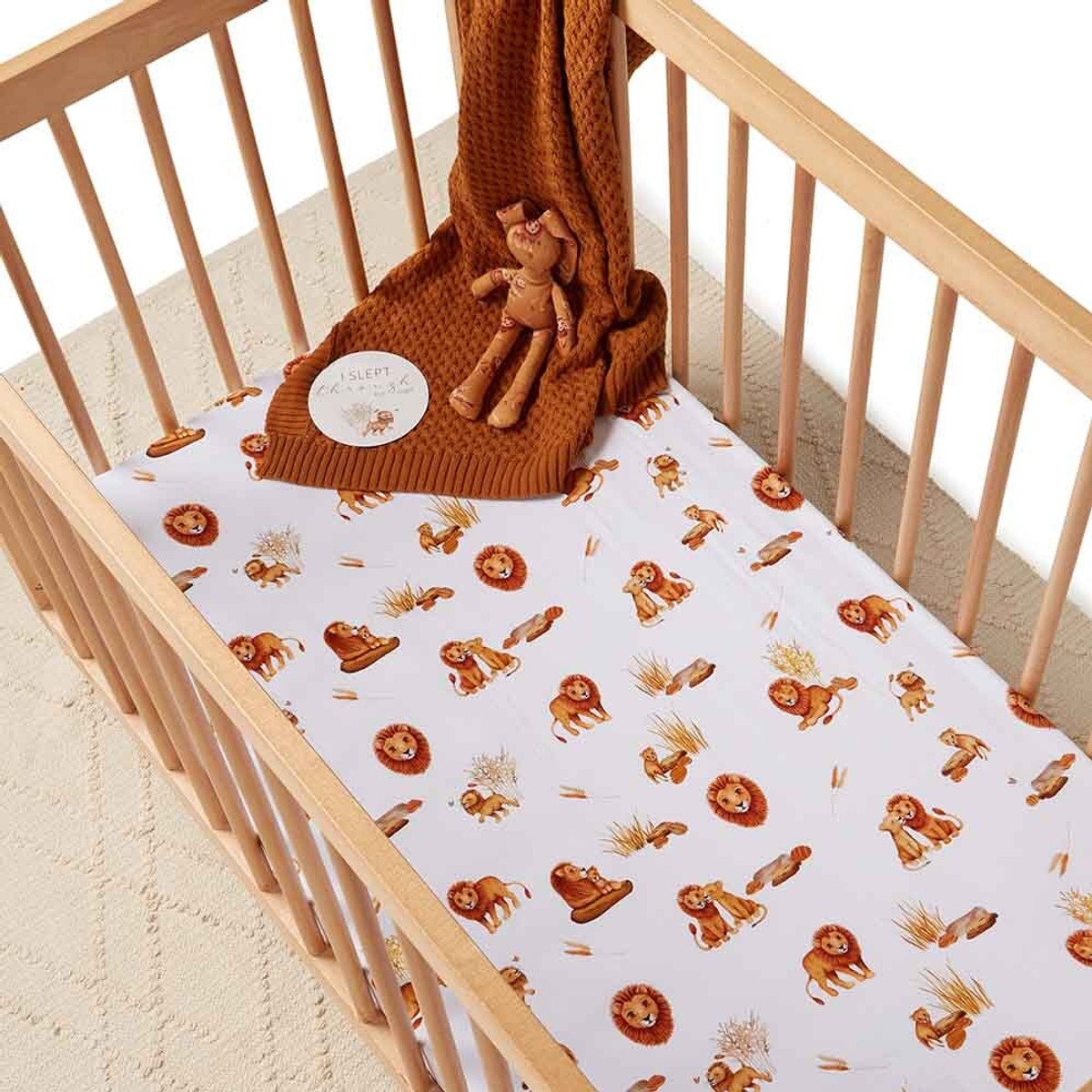 SNUGGLE HUNNY KIDS FITTED COT SHEET - LION