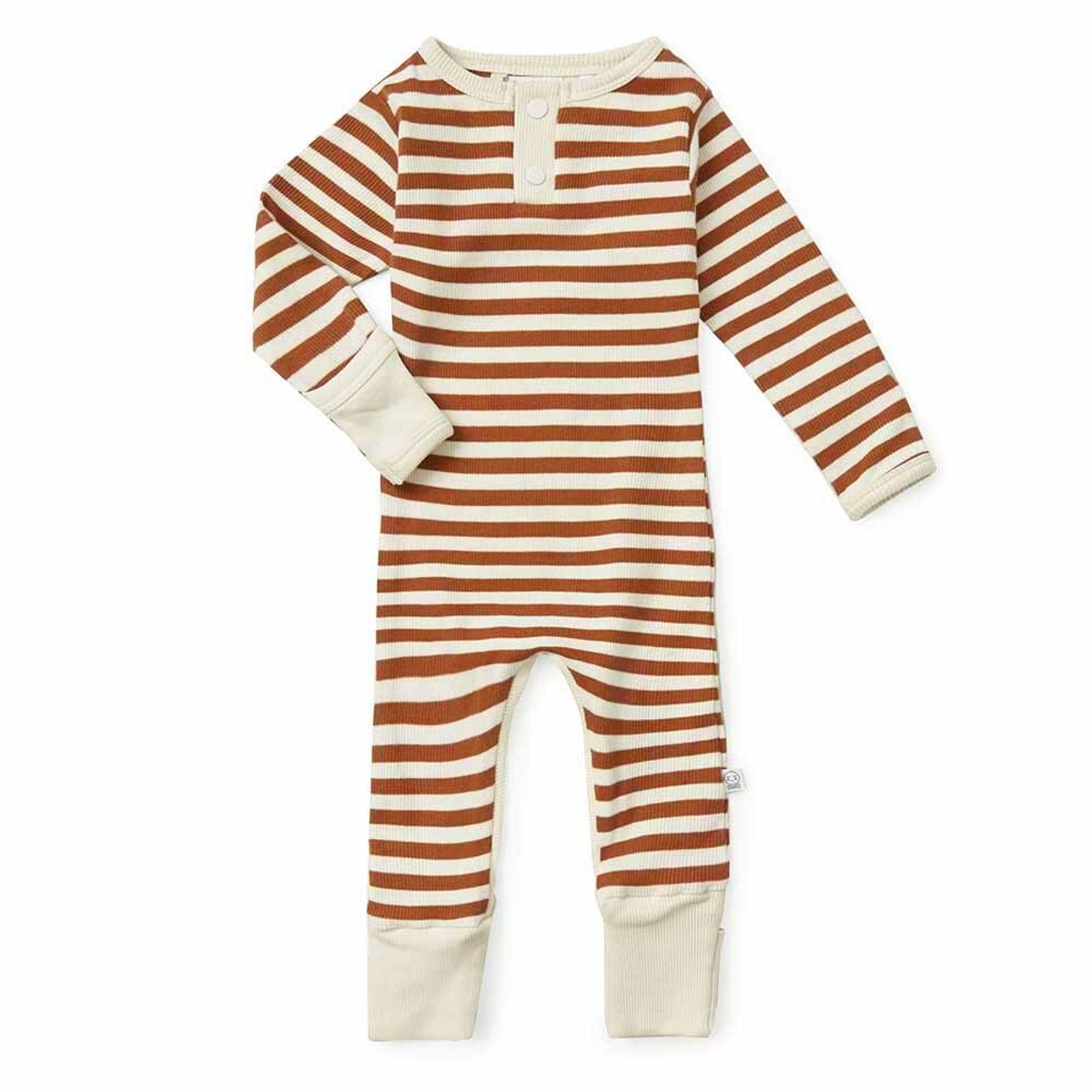 SNUGGLE HUNNY KIDS - BISCUIT STRIPE GROWSUIT