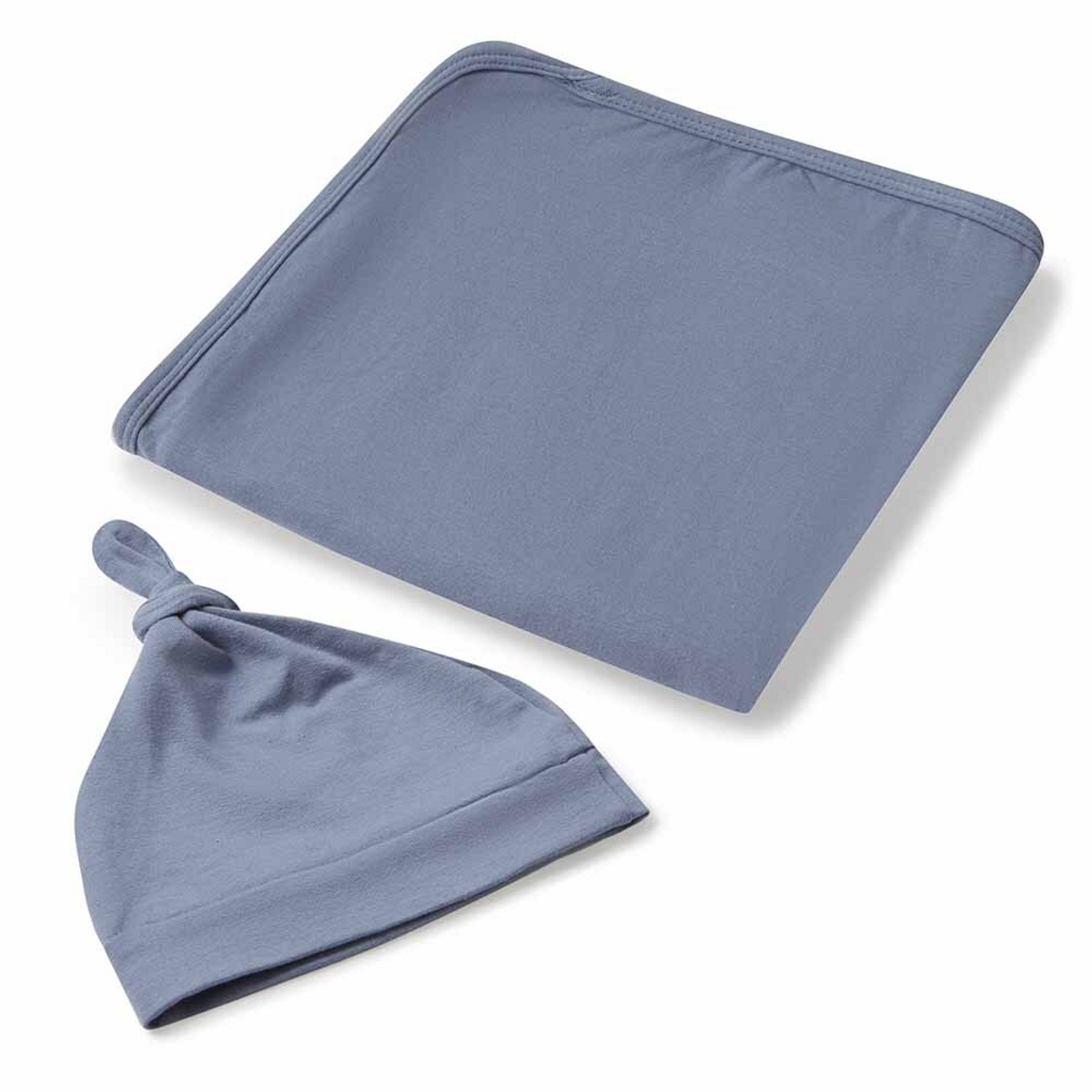 SNUGGLE HUNNY KIDS BABY JERSEY WRAP & BEANIE SET - INDIGO