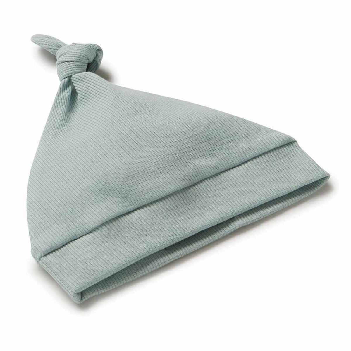 SNUGGLE HUNNY KIDS SAGE ORGANIC RIBBED KNOTTED BEANIE