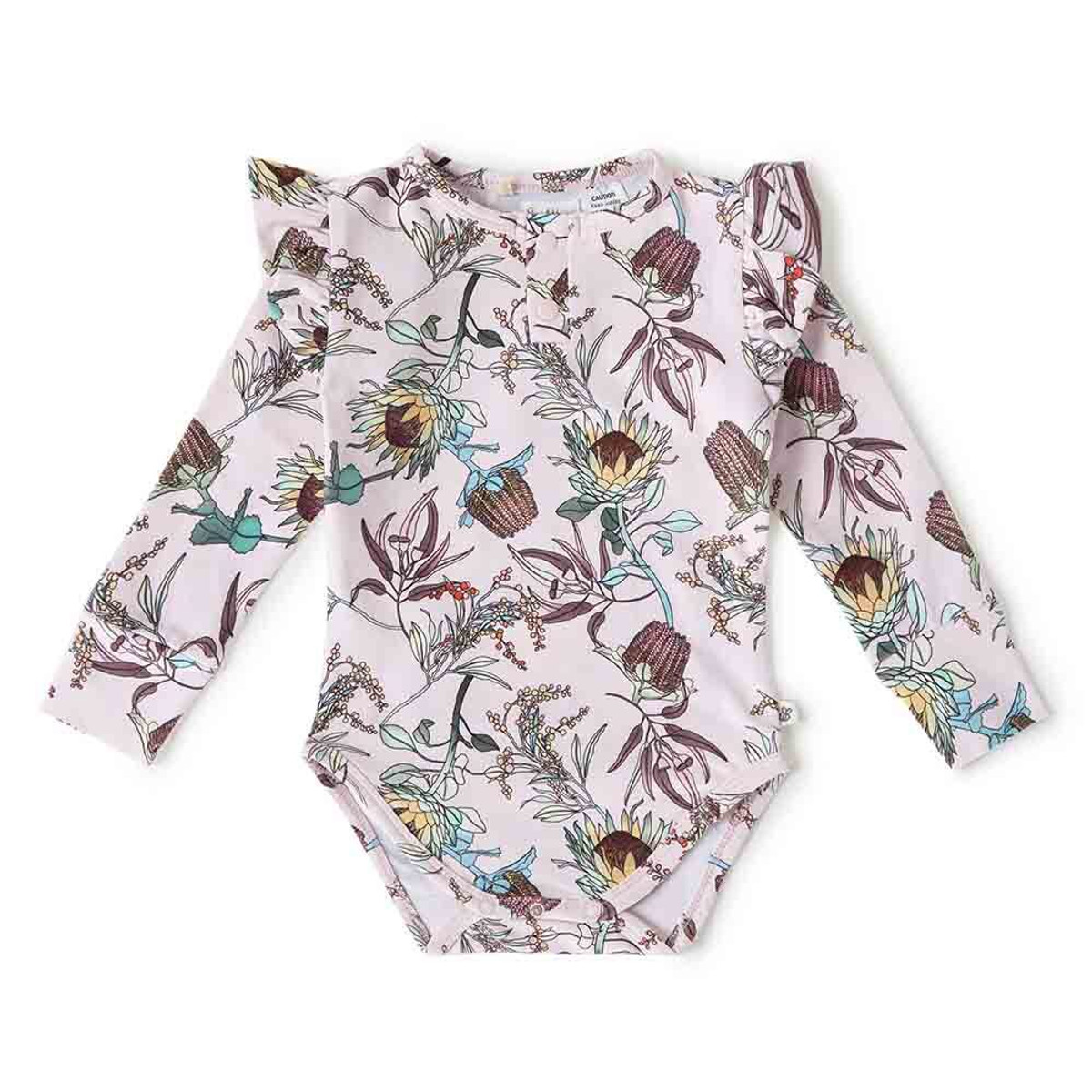 SNUGGLE HUNNY KIDS BANKSIA LONG SLEEVE ORGANIC BODYSUIT