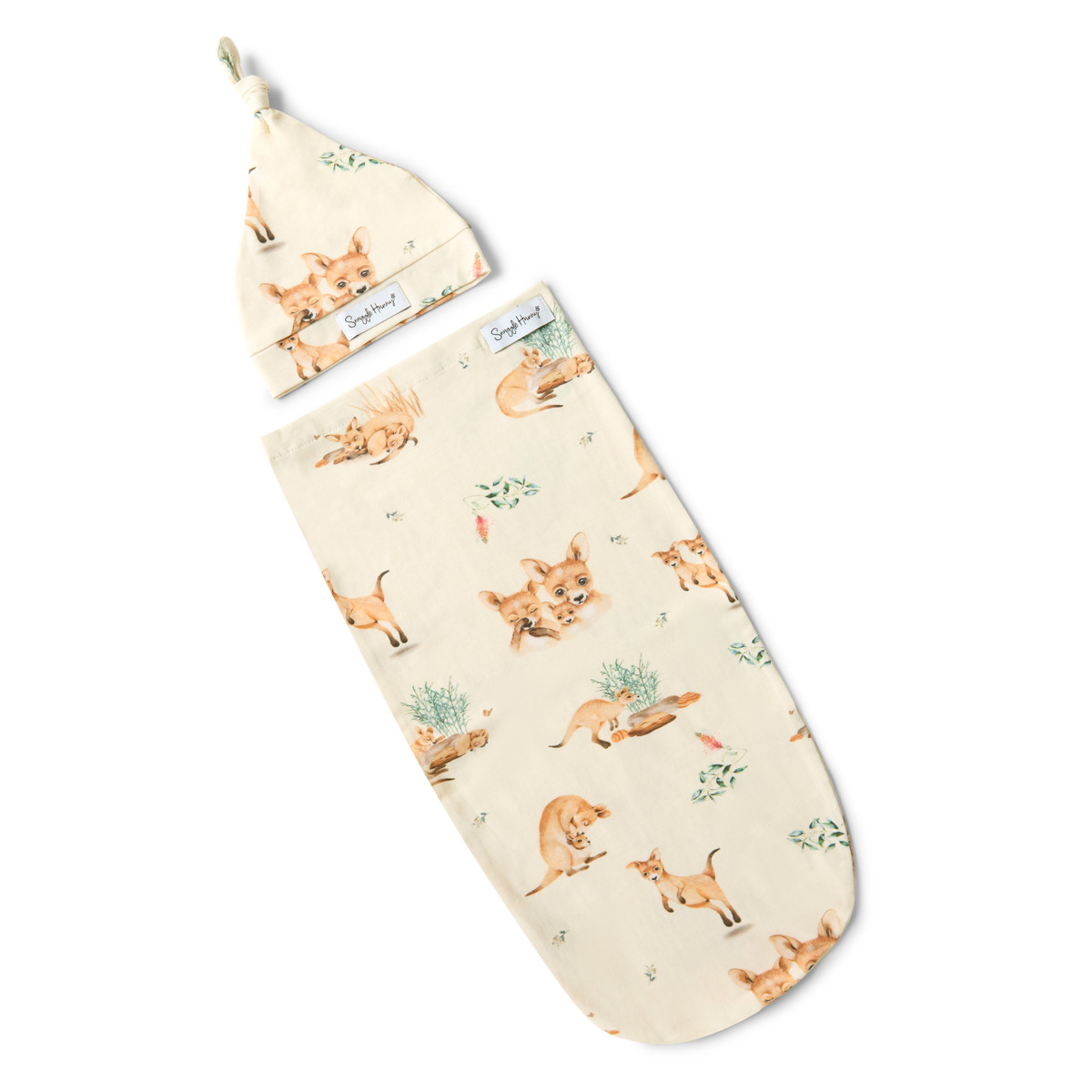 SNUGGLE HUNNY KIDS KANGA ORGANIC SWADDLE & BEANIE SET