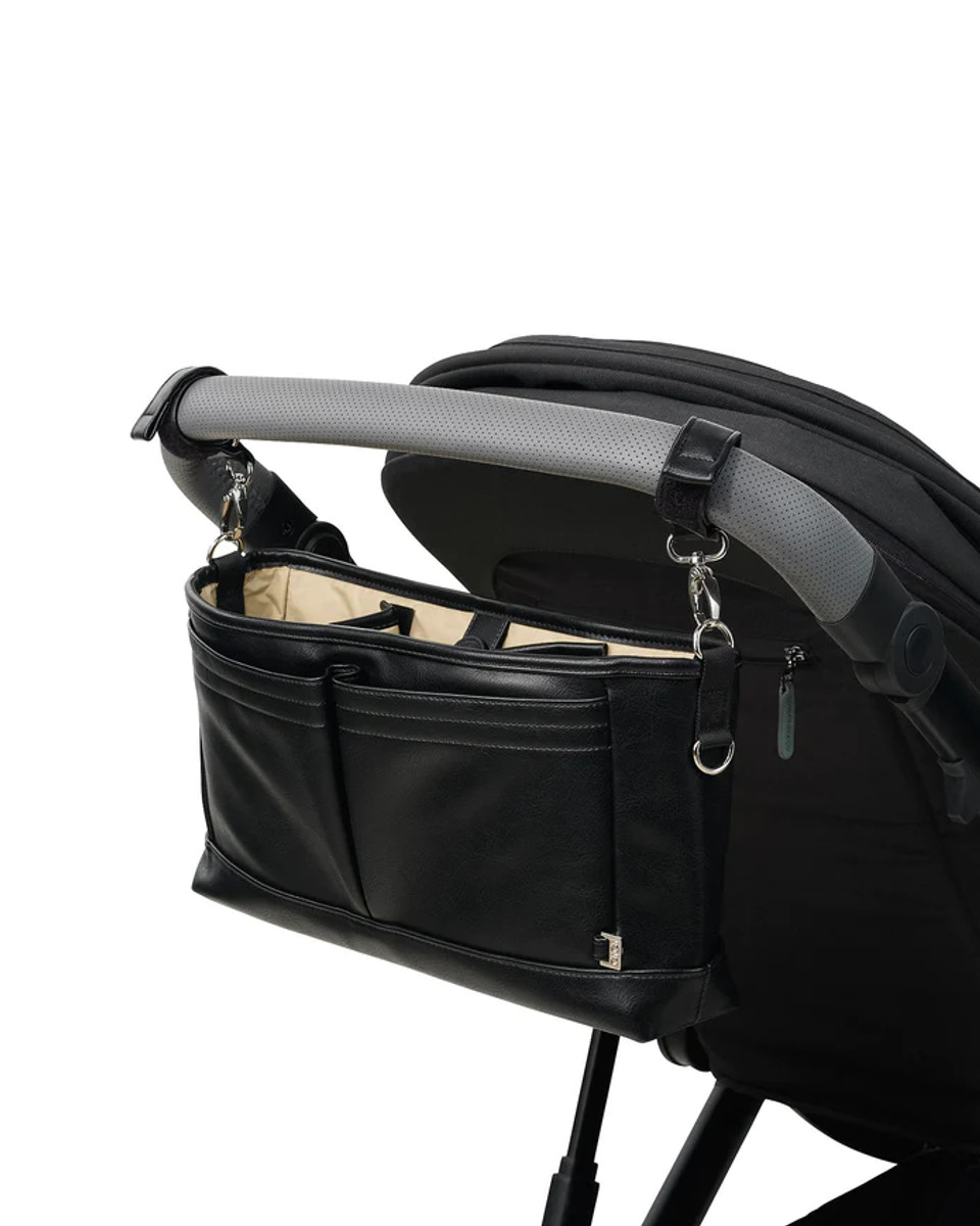 OIOI PRAM CADDY - BLACK FAUX LEATHER