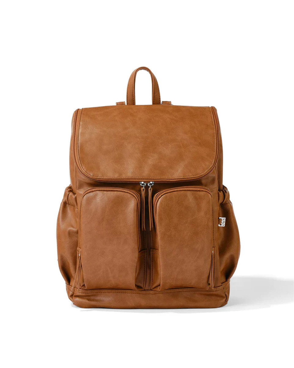 OIOI SIGNATURE NAPPY BACKPACK - TAN FAUX LEATHER