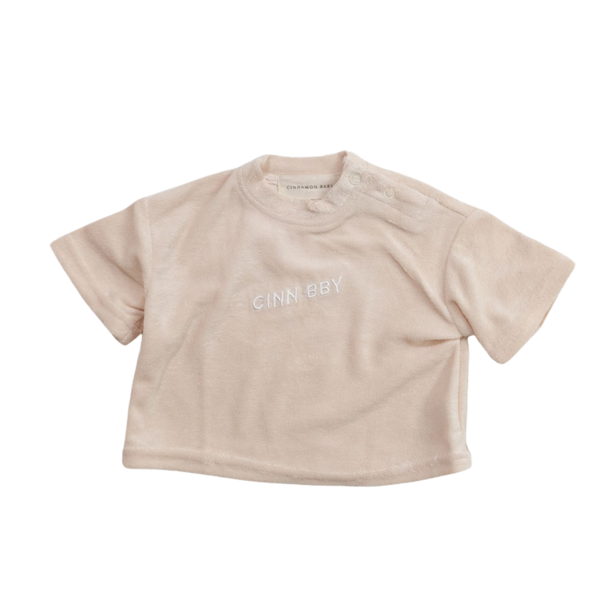 CINNAMON BABY TERRY TOWELING TEE - CREAM