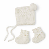 IVORY MERINO WOOL BONNET & BOOTIES