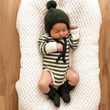 SNUGGLE HUNNY KIDS - OLIVE STRIPE LONG SLEEVE BODYSUIT