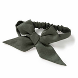 SNUGGLE HUNNY KIDS DUSTY OLIVE LINEN BOW PRE-TIED HEADBAND WRAP