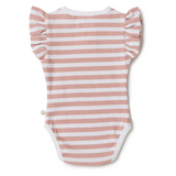 SNUGGLE HUNNY KIDS ROSE MILK STRIPE SHORT SLEEVE BODYSUIT