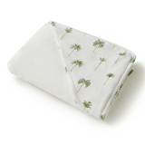 SNUGGLE HUNNY KIDS GREEN PALM ORGANIC HOODED TOWEL